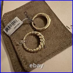 NWT DAVID YURMAN 18kYellow Gold Pure Form Stack Ring Set Of 2- Size 5 & Ornament