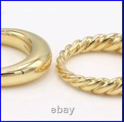 NWT DAVID YURMAN 18kYellow Gold Pure Form Stack Ring Set Of 2- Size 5 & Ornament