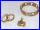 NYJEWEL Italy 14k Three Tone Gold Ruby Elephant Bracelet Earrings Pendant Set