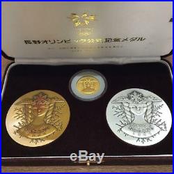 Nagano Olympics Official Medal 1998 Gold Silver Copper 3-Piece Set Pure Sterling