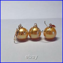 Natural 10-11 mm south seas gold pearl pendant earings set 18K pure gold clasp