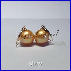 Natural 10-11 mm south seas gold pearl pendant earings set 18K pure gold clasp