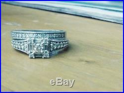 Natural diamond double wedding ring set size 6.5 pure 10k gold