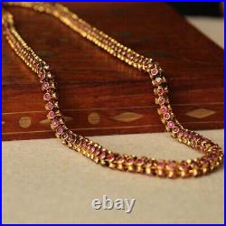 Necklace Set with Ruby Chetum / Made in Pure 925 Silver / 24kElectro Gold-Plated