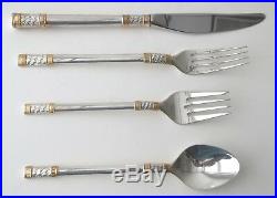 New 4 Piece Place Setting Wallace Aegean Weave Sterling & Pure Gold -FREE SHIP