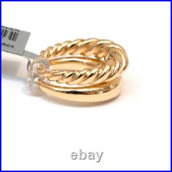 New DAVID YURMAN Pure Form Set 2 Stack Rings in 18K Gold Smooth & Cabled Size 6