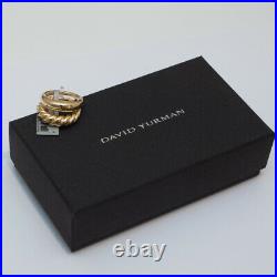 New DAVID YURMAN Pure Form Set 2 Stack Rings in 18K Gold Smooth & Cabled Size 6