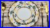 New Design 9999 Pure Gold Embossed Craft Dark Blue Porcelain Dinnerware Set Karosa