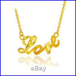 New Fine Pure 999 24K Yellow Gold Chain Set Women O Link Heart Necklace 18inch