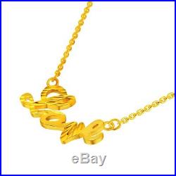 New Fine Pure 999 24K Yellow Gold Chain Set Women O Link Heart Necklace 18inch