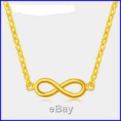 New Fine Pure 999 24K Yellow Gold Chain Set Women O Link Necklace 16.5inch