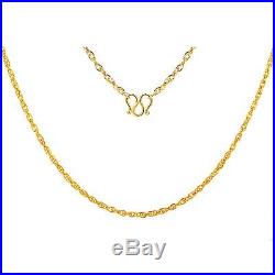 New Fine Pure 999 24K Yellow Gold Chain Set Women Unique Necklace 17inch