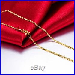 New Fine Pure 999 24K Yellow Gold Chain Set Women Unique Necklace 17inch