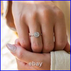 New Pure 14k White Gold Flower Bar Set Natural Diamonds Engagement Ring ct cttw