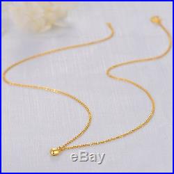 New Pure 999 24K Yellow Gold Chain Set Women O Link Heart Necklace 16.5inch