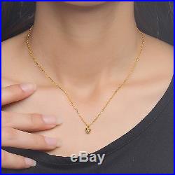 New Pure 999 24K Yellow Gold Chain Set Women O Link Heart Necklace 16inch