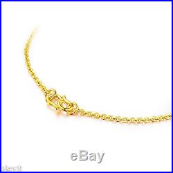 New Pure 999 24K Yellow Gold Chain Set Women's O Link Flower Necklace 15.3inch