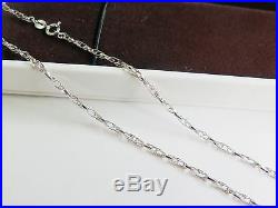 New Pure AU750 18K White Gold Double Set Of Link Chain Necklace /21.6''/4.1g