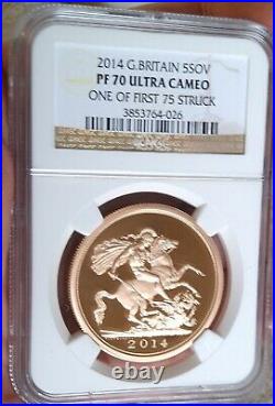 Ngc Pf70 2014 First Strike Great Britain Gold 5-coin Sovereign Set-rarer-perfect