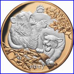 Niue 2022 APEX PREDATORS Complete 4-Coin $10 5 Oz Gilded Pure Silver Proof Set