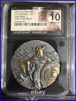 Niue 2024 2 oz Legendary Warrior Set 5 Antique Gilded Silver Coins NGCX MS10