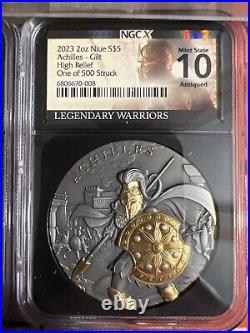 Niue 2024 2 oz Legendary Warrior Set 5 Antique Gilded Silver Coins NGCX MS10