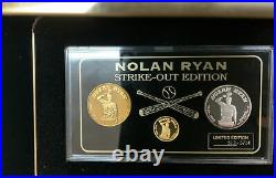 Nolan Ryan Strike Out Edition 1/4 OZ Pure Gold 1 OZ. 999 Pure Silver Coin Set