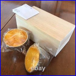 Nousaku Japanese 100% Pure Tin Pair Sake Cup Gold Leaf Wood Box 2 piece set NEW