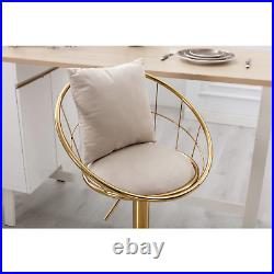 Off-White Velvet Bar Chair, Pure Gold Plated(Set of 2)