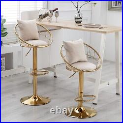 Off-White velvet bar chair Pure gold plated Unique Design set of 2