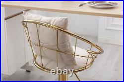 Off-White velvet bar chair Pure gold plated Unique Design set of 2