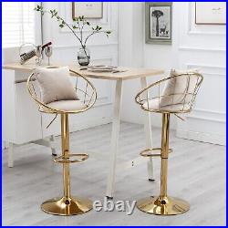 Off-White velvet bar chair Pure gold plated Unique Design set of 2