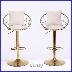 Off-White velvet bar chair Pure gold plated Unique Design set of 2