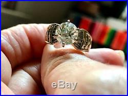 Old European 3.75 diamond 14 KT. SET Of 2 Gold Baguettes Perfect & Platinum Ring