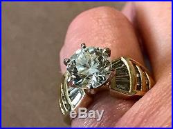 Old European 3.75 diamond 14 KT. SET Of 2 Gold Baguettes Perfect & Platinum Ring