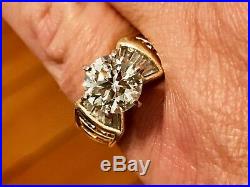 Old European 3.75 diamond 14 KT. SET Of 2 Gold Baguettes Perfect & Platinum Ring