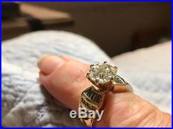 Old European 3.75 diamond 14 KT. SET Of 2 Gold Baguettes Perfect & Platinum Ring