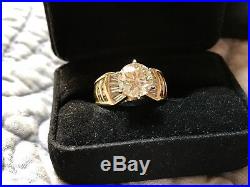 Old European 3.75 diamond 14 KT. SET Of 2 Gold Baguettes Perfect & Platinum Ring