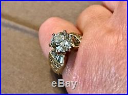 Old European 3.75 diamond 14 KT. SET Of 2 Gold Baguettes Perfect & Platinum Ring