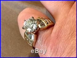 Old European 3.75 diamond 14 KT. SET Of 2 Gold Baguettes Perfect & Platinum Ring