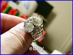 Old European 3.75 diamond 14 KT. SET Of 2 Gold Baguettes Perfect & Platinum Ring