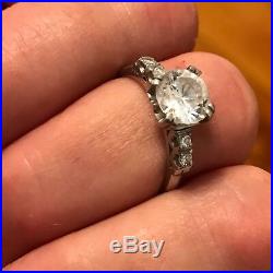 Old European 3.75 diamond 14 KT. SET Of 2 Gold Baguettes Perfect & Platinum Ring