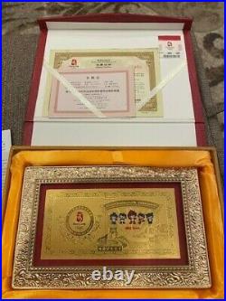 Olympic 2008 Mascot Gold Card Beijing Commemorative card & Pin set 999 gold foil