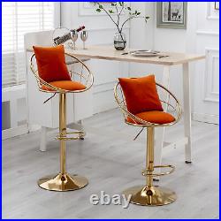 Orange bar chair pure gold plated unique design 360 degree rotation set of 2