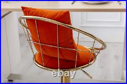 Orange bar chair pure gold plated unique design 360 degree rotation set of 2