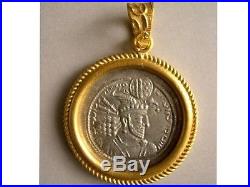 PCW-CH030-Sasanian Kings Hormozd II. Genuine Drachm set in 24K Pure gold frame
