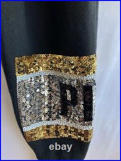 PINK Victoria's Secret VS Black Silver Gold Bling Perfect Set Sweatshirt Pants M