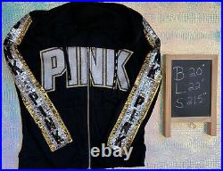 PINK Victoria's Secret VS Black Silver Gold Bling Perfect Set Sweatshirt Pants M