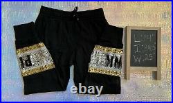 PINK Victoria's Secret VS Black Silver Gold Bling Perfect Set Sweatshirt Pants M