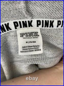 PINK Victoria's Secret VS Gray Rose Gold Bling Perfect Set Sweatshirt Pants M